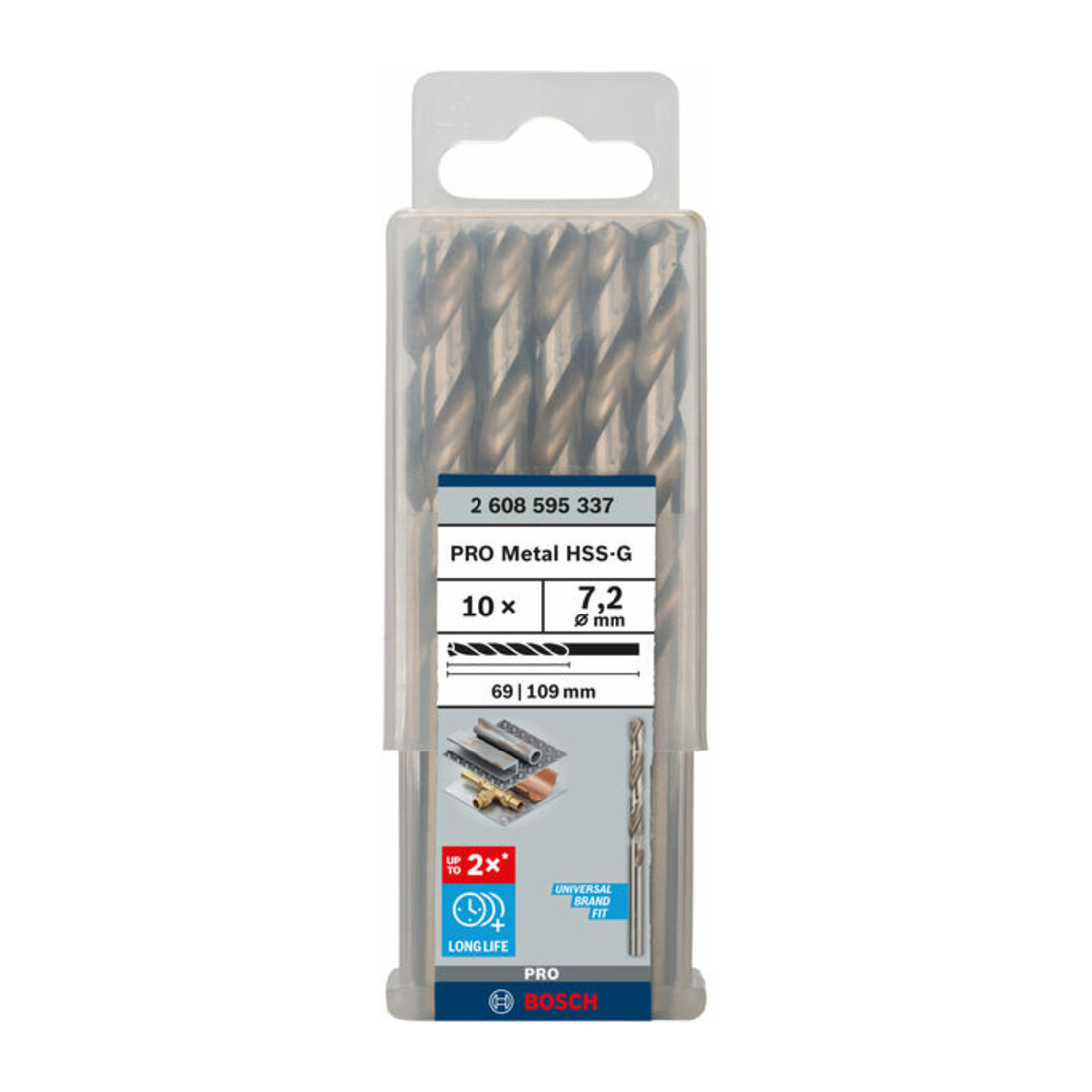 Forets à métaux rectifiés HSS-G, DIN 338 7,2 x 109 x 69 mm