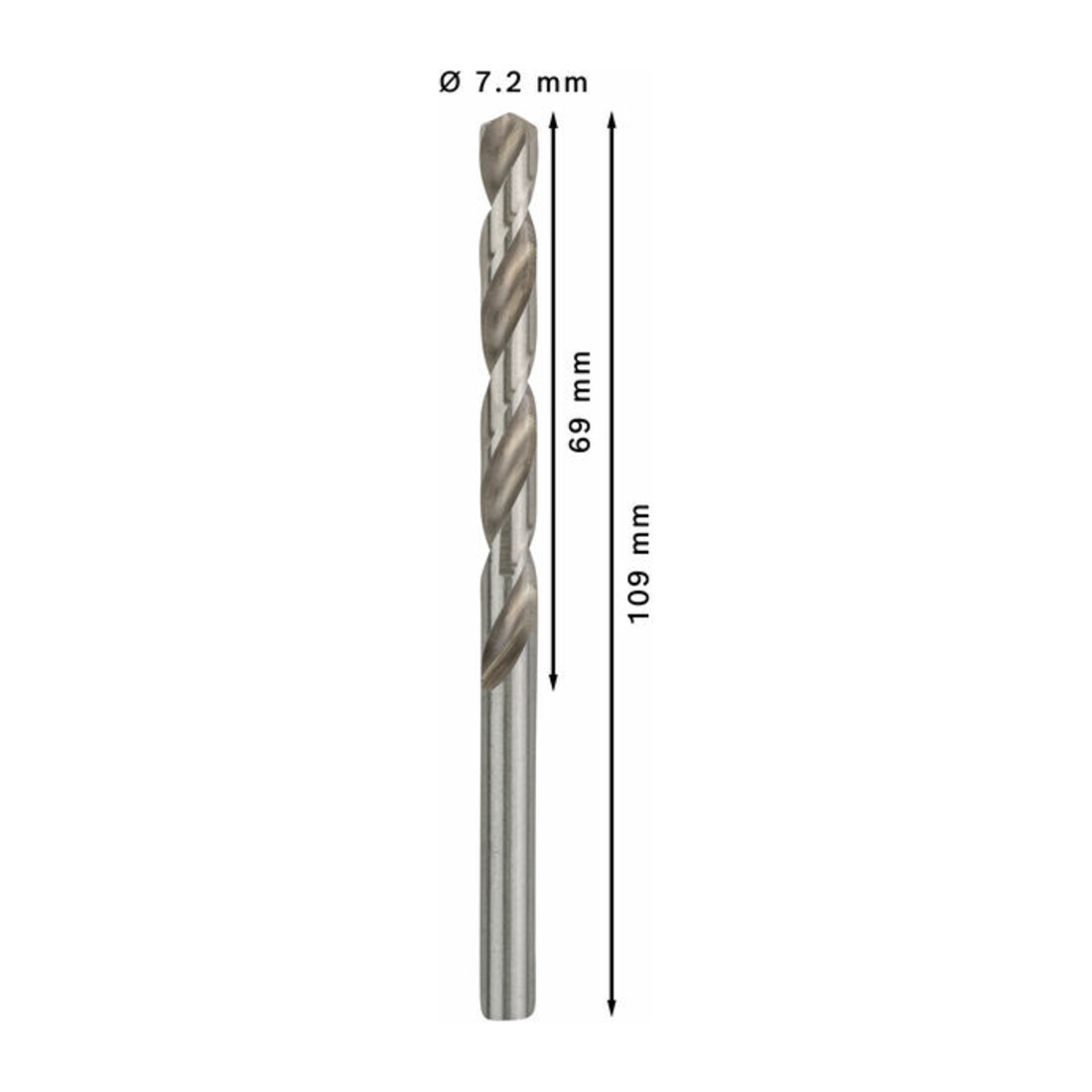 Forets à métaux rectifiés HSS-G, DIN 338 7,2 x 109 x 69 mm