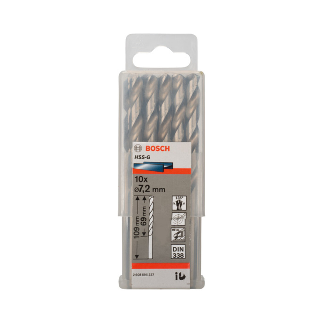 Forets à métaux rectifiés HSS-G, DIN 338 7,2 x 109 x 69 mm