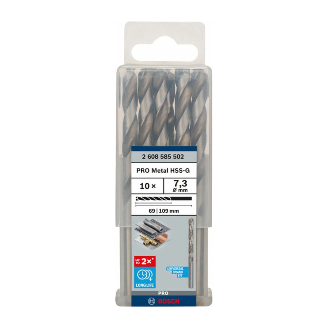 Forets à métaux rectifiés HSS-G, DIN 338 7,3 x 69 x 109 mm