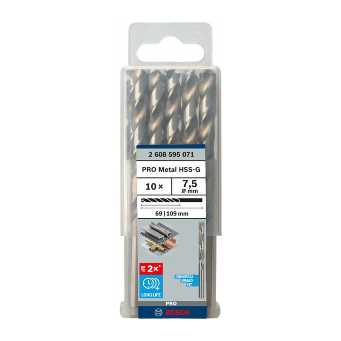 Forets à métaux rectifiés HSS-G, DIN 338 7,5 x 69 x 109 mm