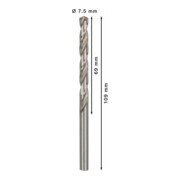 Forets à métaux rectifiés HSS-G, DIN 338 7,5 x 69 x 109 mm-5