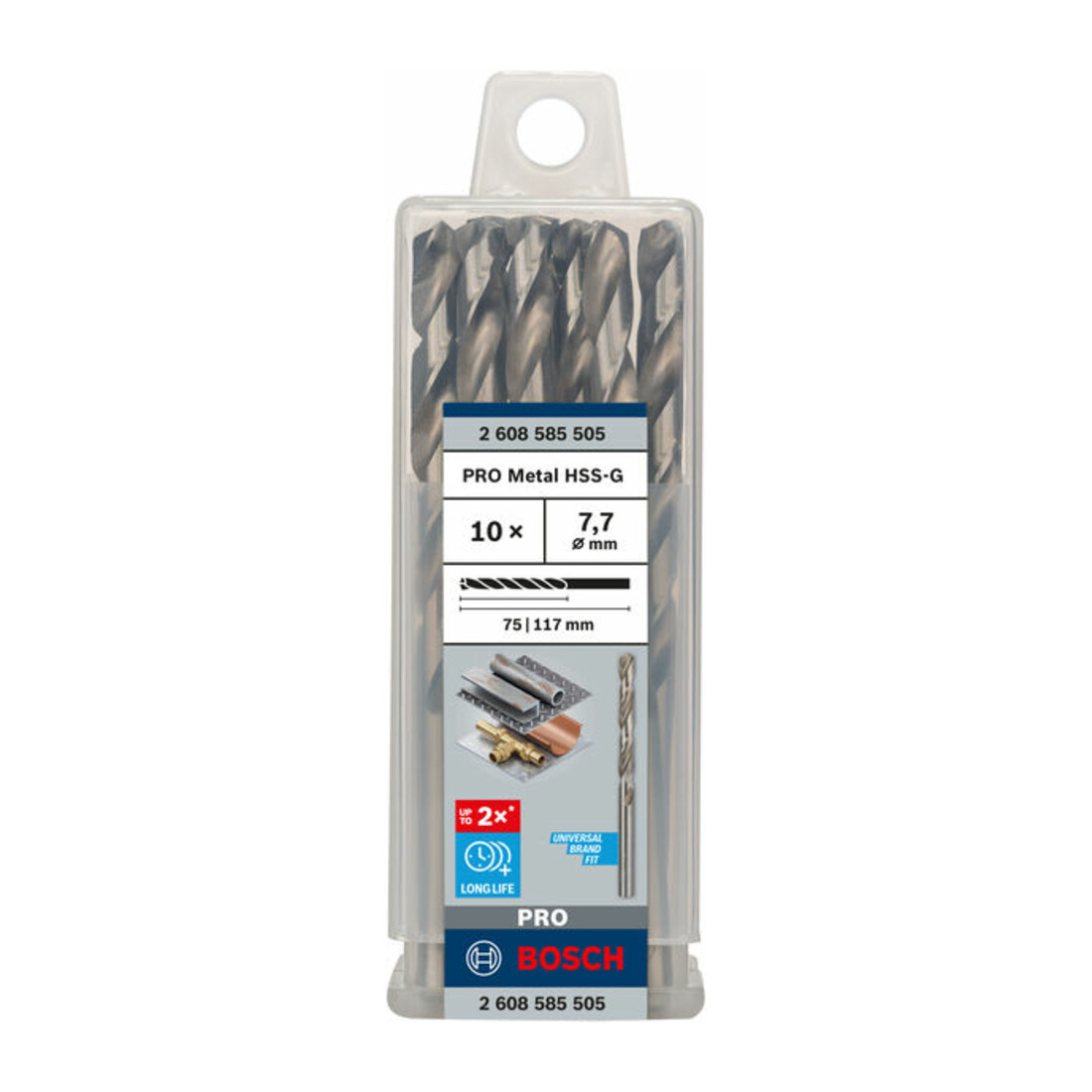 Forets à métaux rectifiés HSS-G, DIN 338 7,7 x 75 x 117 mm
