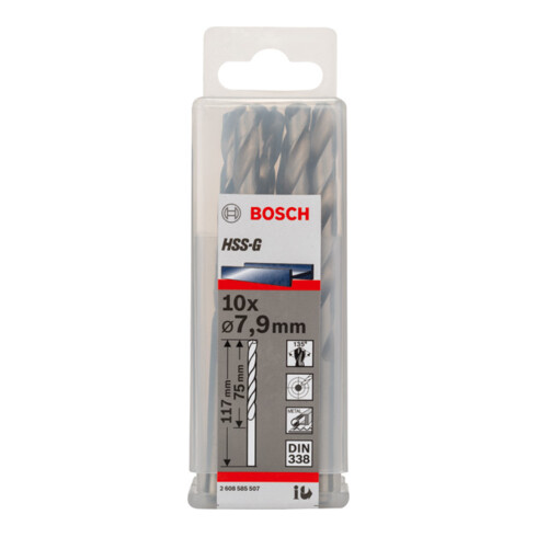 Forets à métaux rectifiés HSS-G, DIN 338 7,9 x 75 x 117 mm