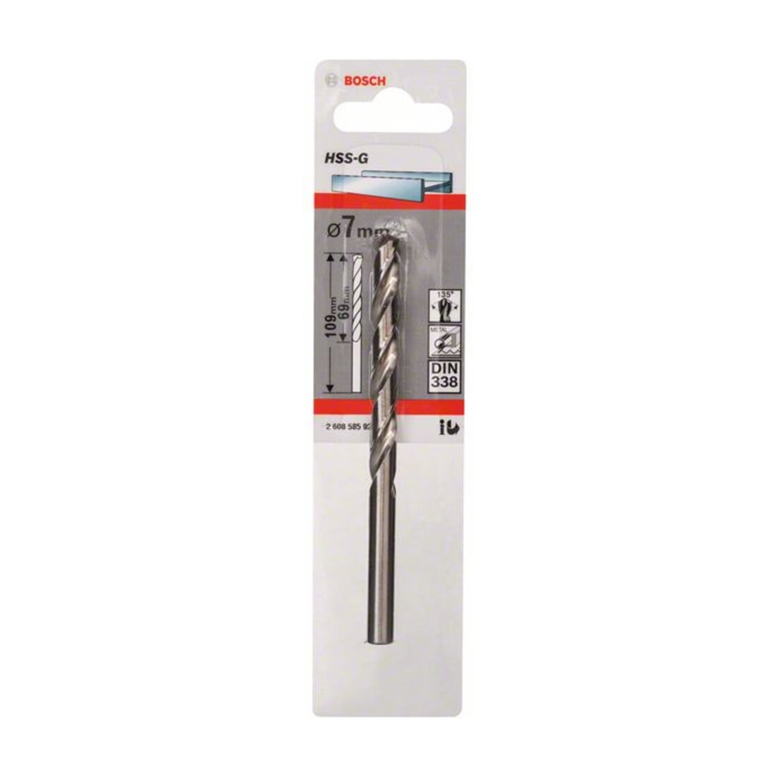 Forets à métaux rectifiés HSS-G, DIN 338 7 x 69 x 109 mm