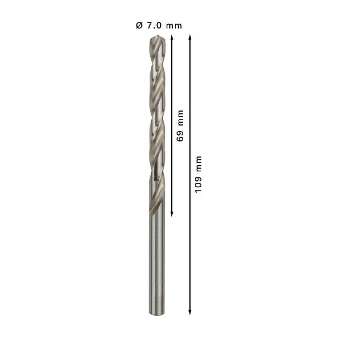 Forets à métaux rectifiés HSS-G, DIN 338 7 x 69 x 109 mm