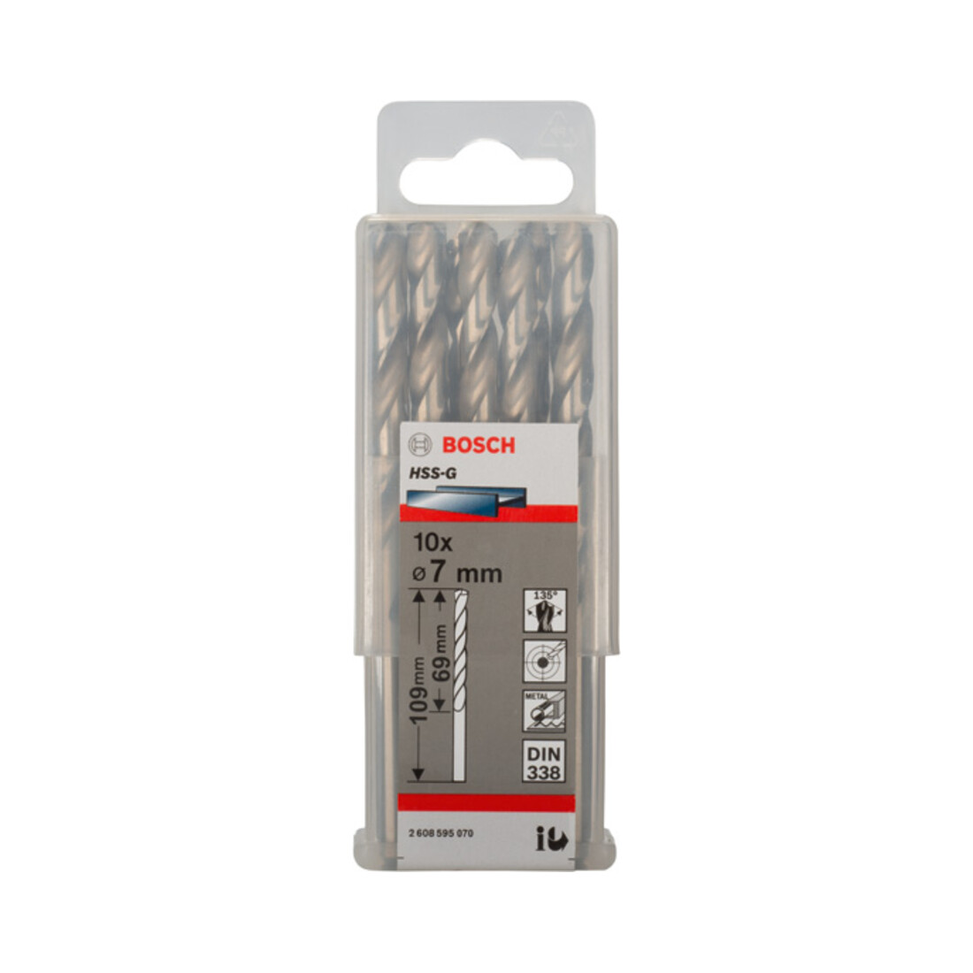 Forets à métaux rectifiés HSS-G, DIN 338 7 x 69 x 109 mm