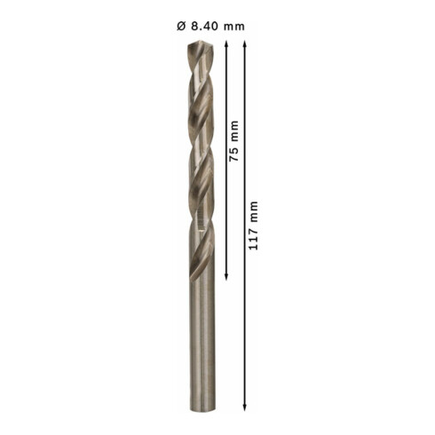Forets à métaux rectifiés HSS-G, DIN 338 8,4 x 75 x 117 mm