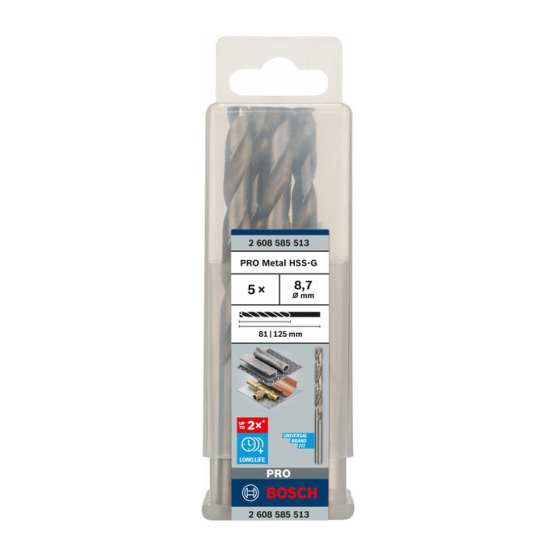 Forets à métaux rectifiés HSS-G, DIN 338 8,7 x 81 x 125 mm