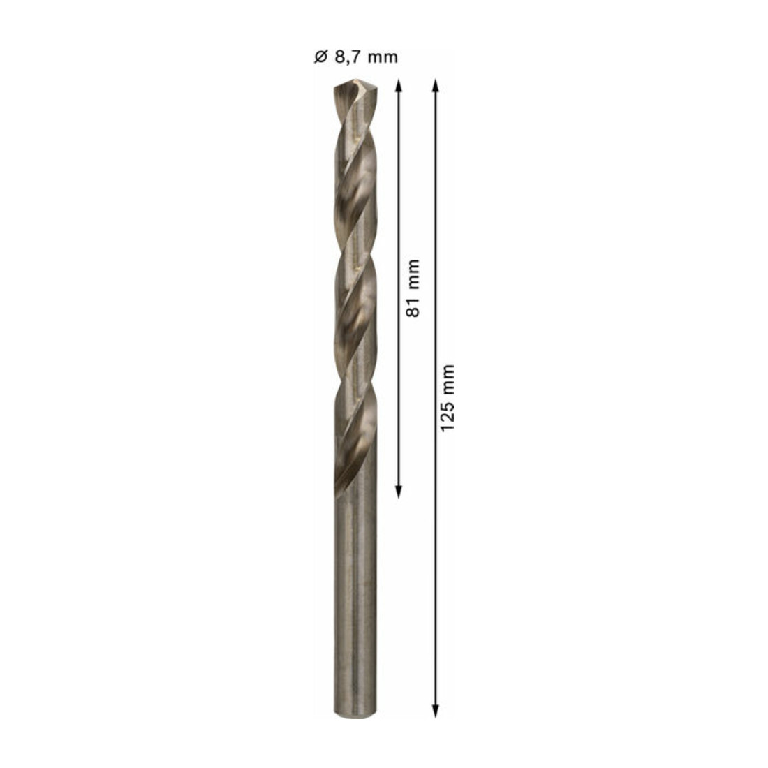 Forets à métaux rectifiés HSS-G, DIN 338 8,7 x 81 x 125 mm