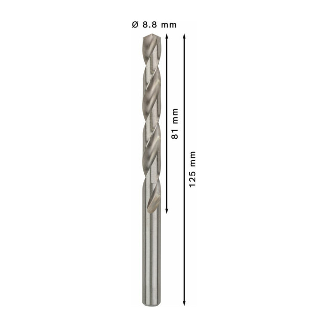 Forets à métaux rectifiés HSS-G, DIN 338 8,8 x 81 x 125 mm