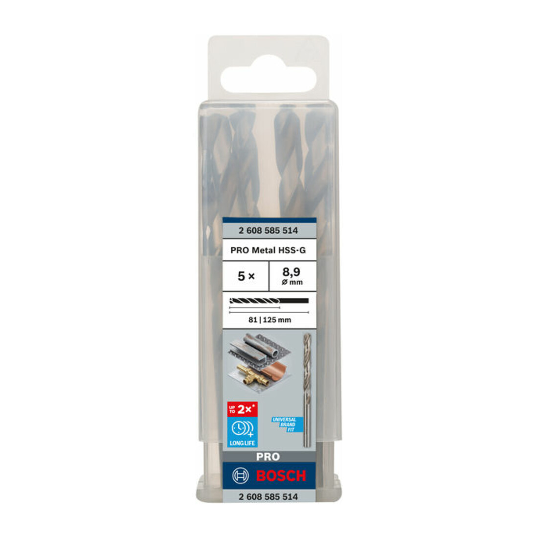 Forets à métaux rectifiés HSS-G, DIN 338 8,9 x 81 x 125 mm