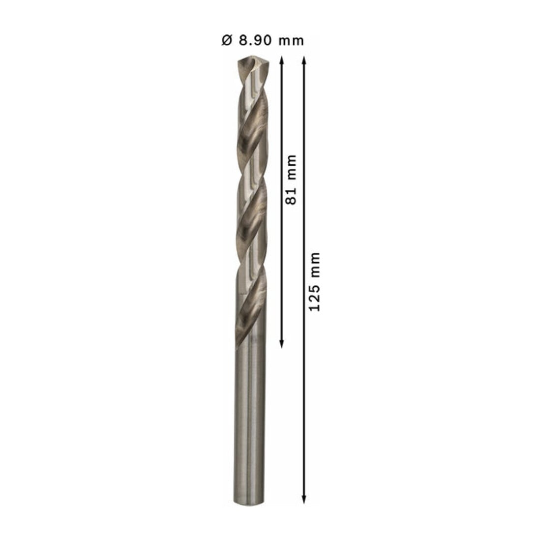 Forets à métaux rectifiés HSS-G, DIN 338 8,9 x 81 x 125 mm