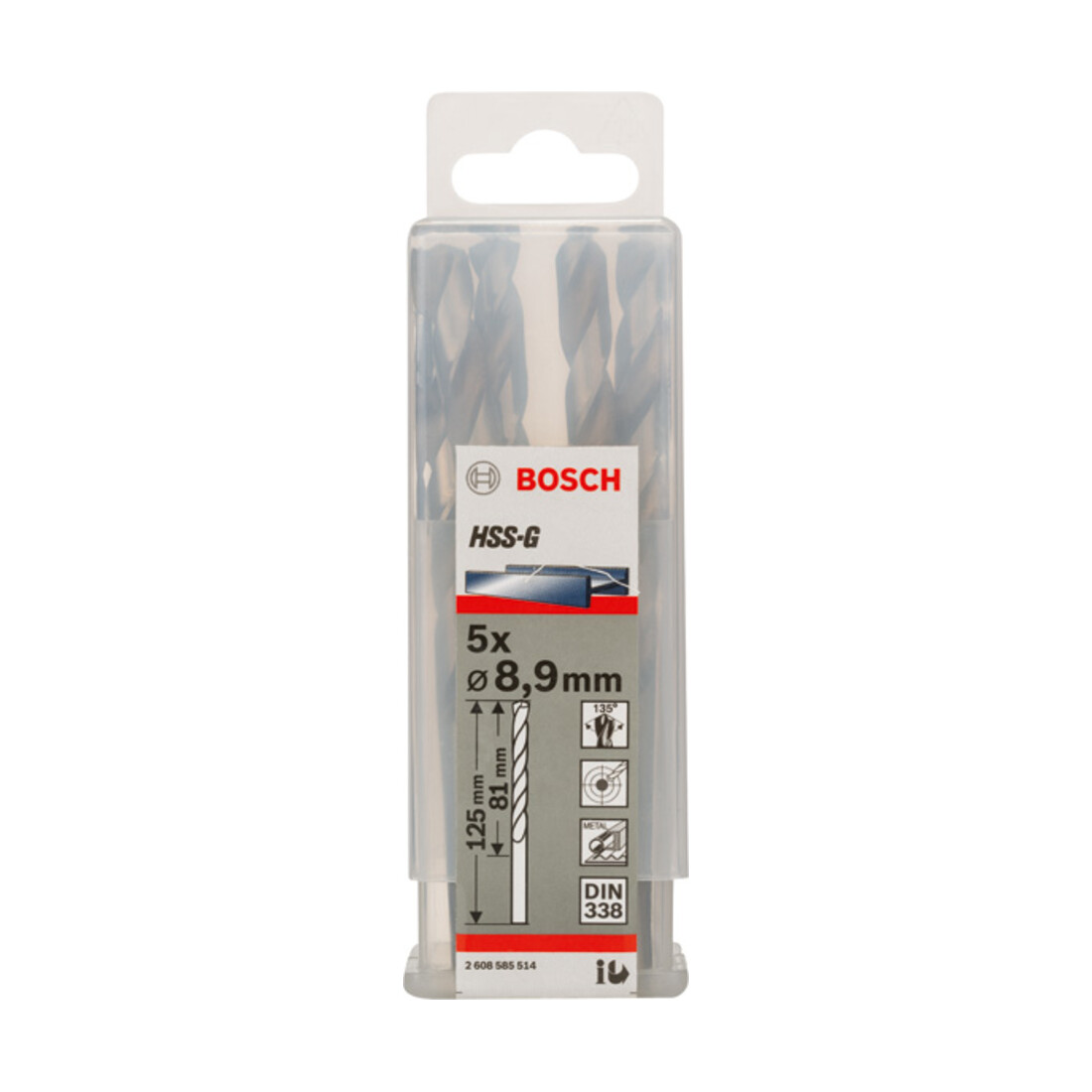 Forets à métaux rectifiés HSS-G, DIN 338 8,9 x 81 x 125 mm