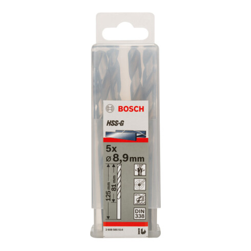 Forets à métaux rectifiés HSS-G, DIN 338 8,9 x 81 x 125 mm