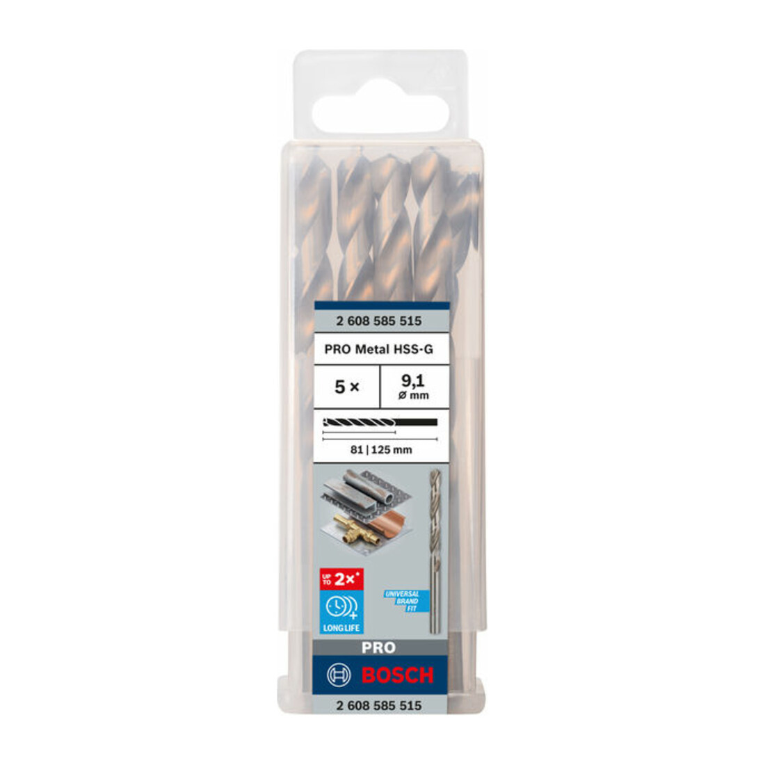 Forets à métaux rectifiés HSS-G, DIN 338 9,1 x 81 x 125 mm