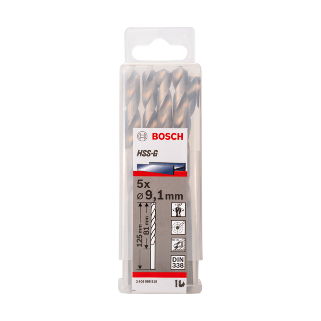 Forets à métaux rectifiés HSS-G, DIN 338 9,1 x 81 x 125 mm