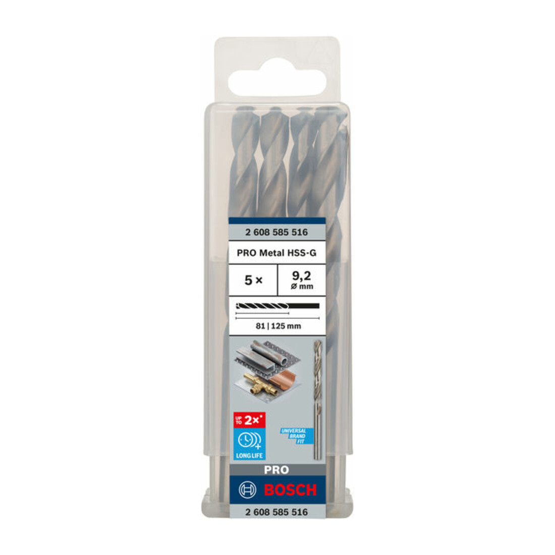Forets à métaux rectifiés HSS-G, DIN 338 9,2 x 81 x 125 mm