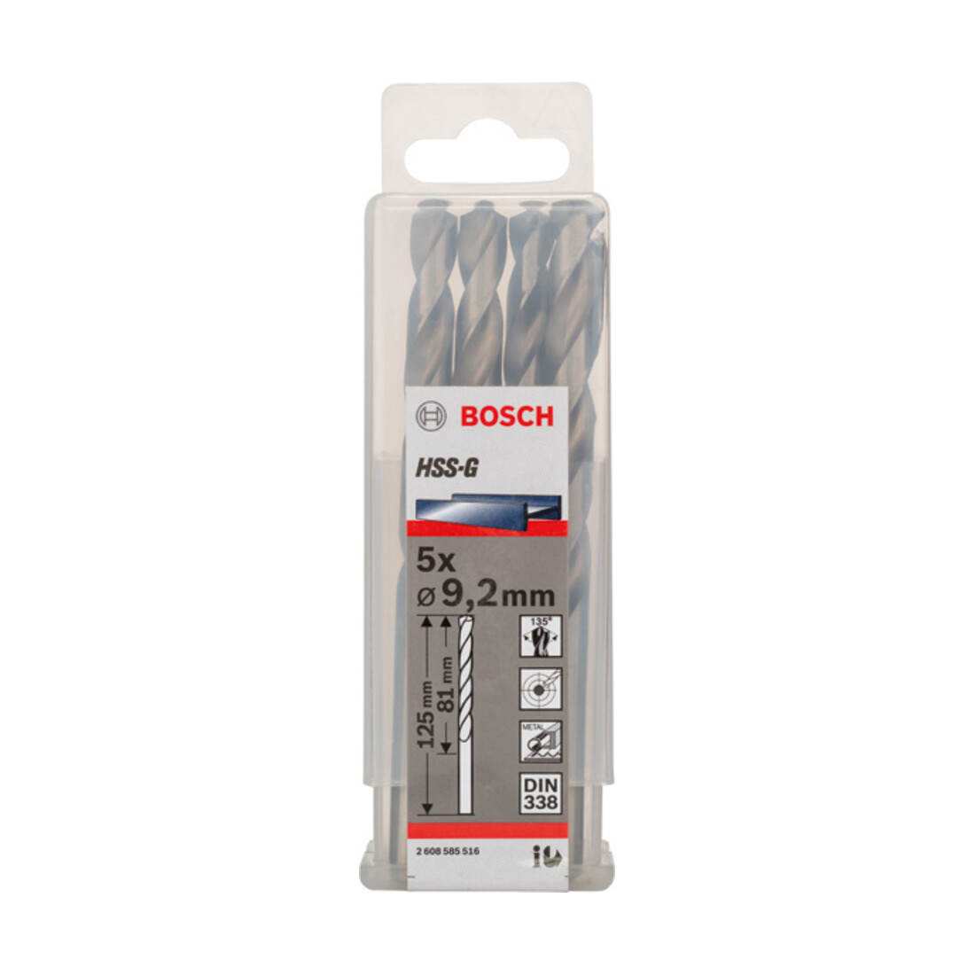 Forets à métaux rectifiés HSS-G, DIN 338 9,2 x 81 x 125 mm