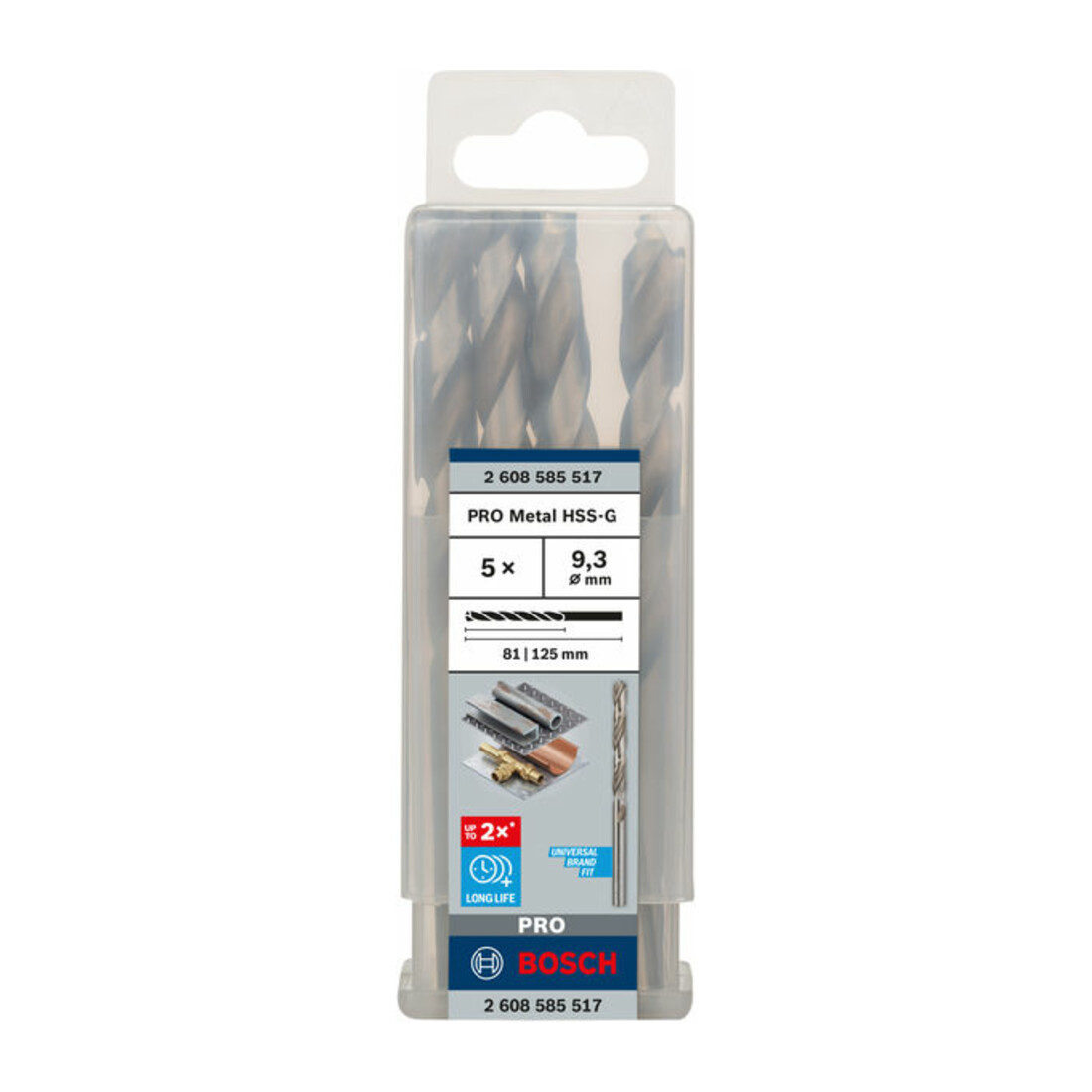 Forets à métaux rectifiés HSS-G, DIN 338 9,3 x 81 x 125 mm