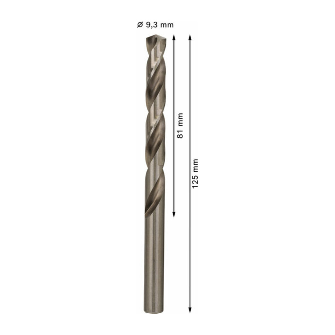Forets à métaux rectifiés HSS-G, DIN 338 9,3 x 81 x 125 mm