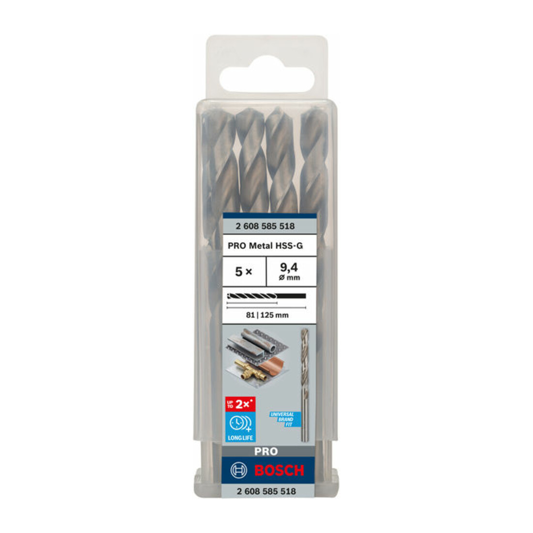 Forets à métaux rectifiés HSS-G, DIN 338 9,4 x 81 x 125 mm