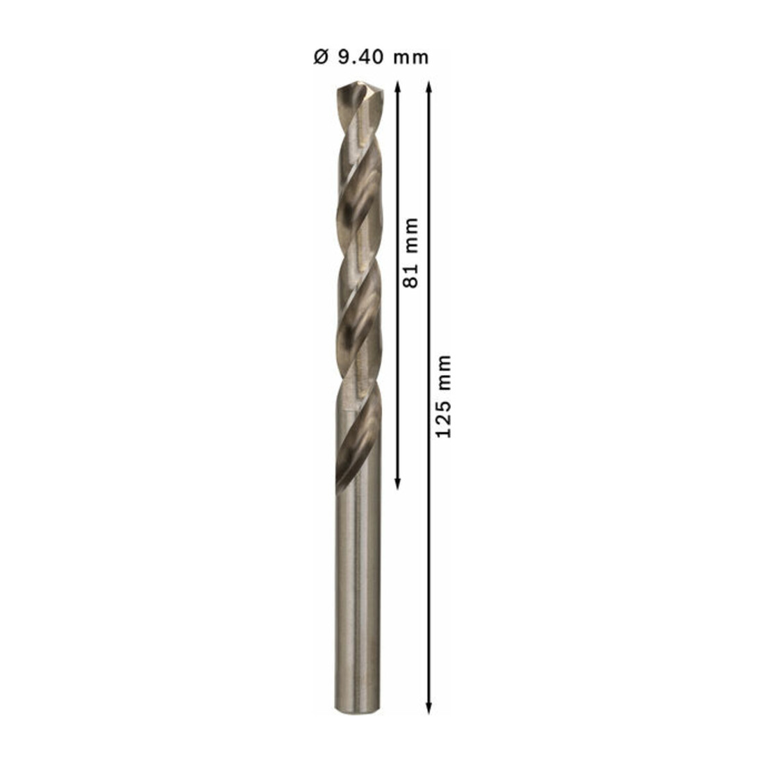 Forets à métaux rectifiés HSS-G, DIN 338 9,4 x 81 x 125 mm