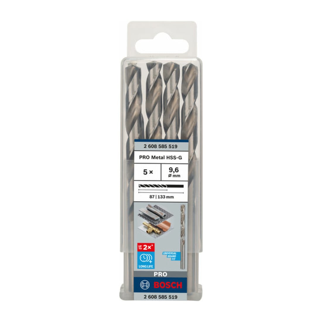 Forets à métaux rectifiés HSS-G, DIN 338 9,6 x 87 x 133 mm