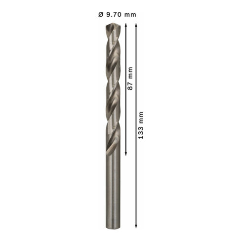 Forets à métaux rectifiés HSS-G, DIN 338 9,7 x 87 x 133 mm
