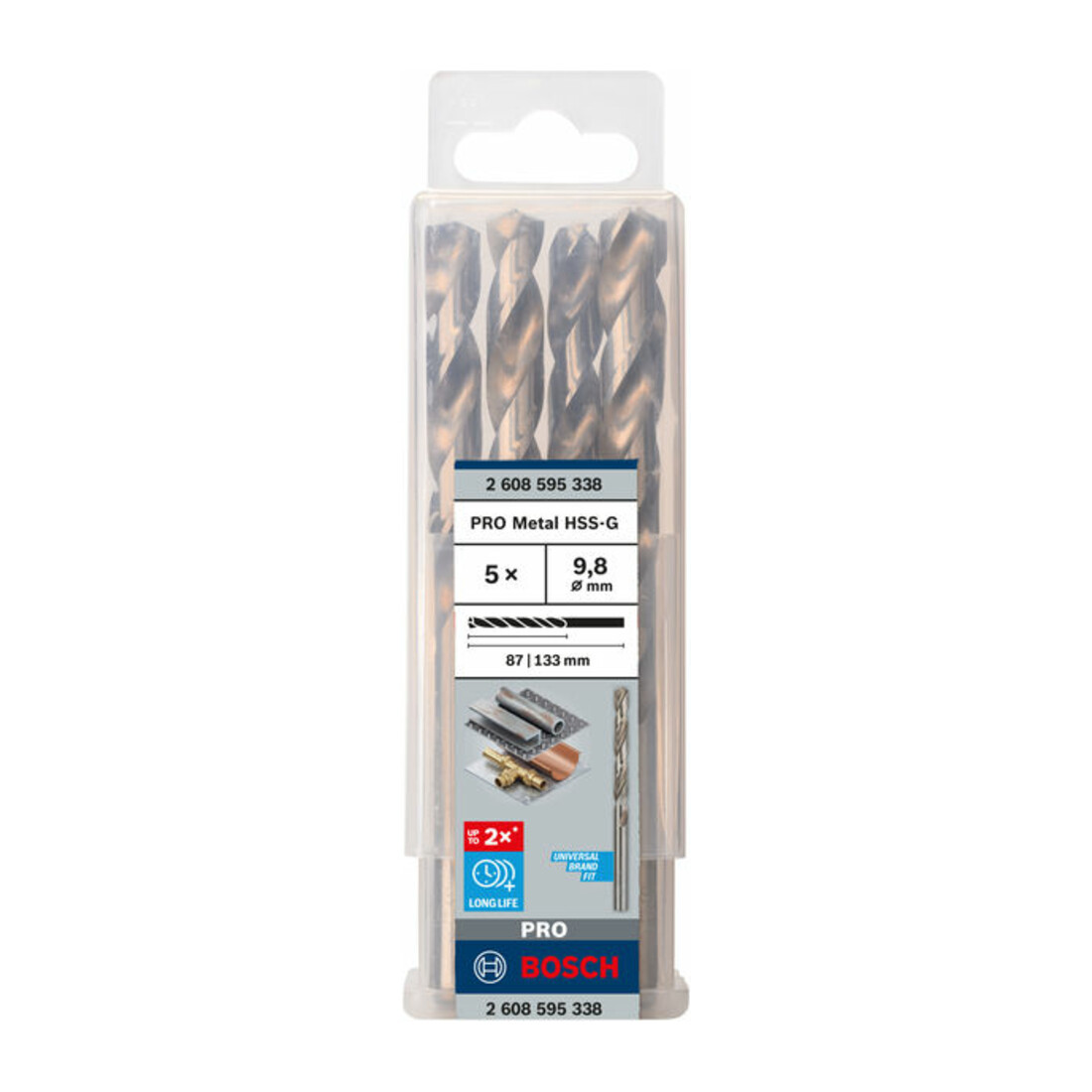 Forets à métaux rectifiés HSS-G, DIN 338 9,8 x 87 x 133 mm