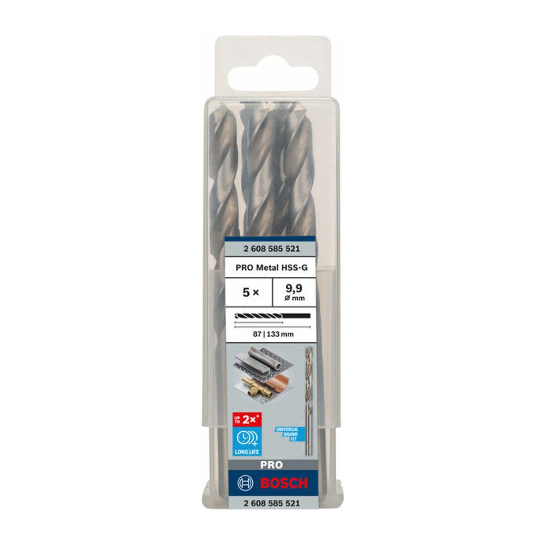Forets à métaux rectifiés HSS-G, DIN 338 9,9 x 87 x 133 mm