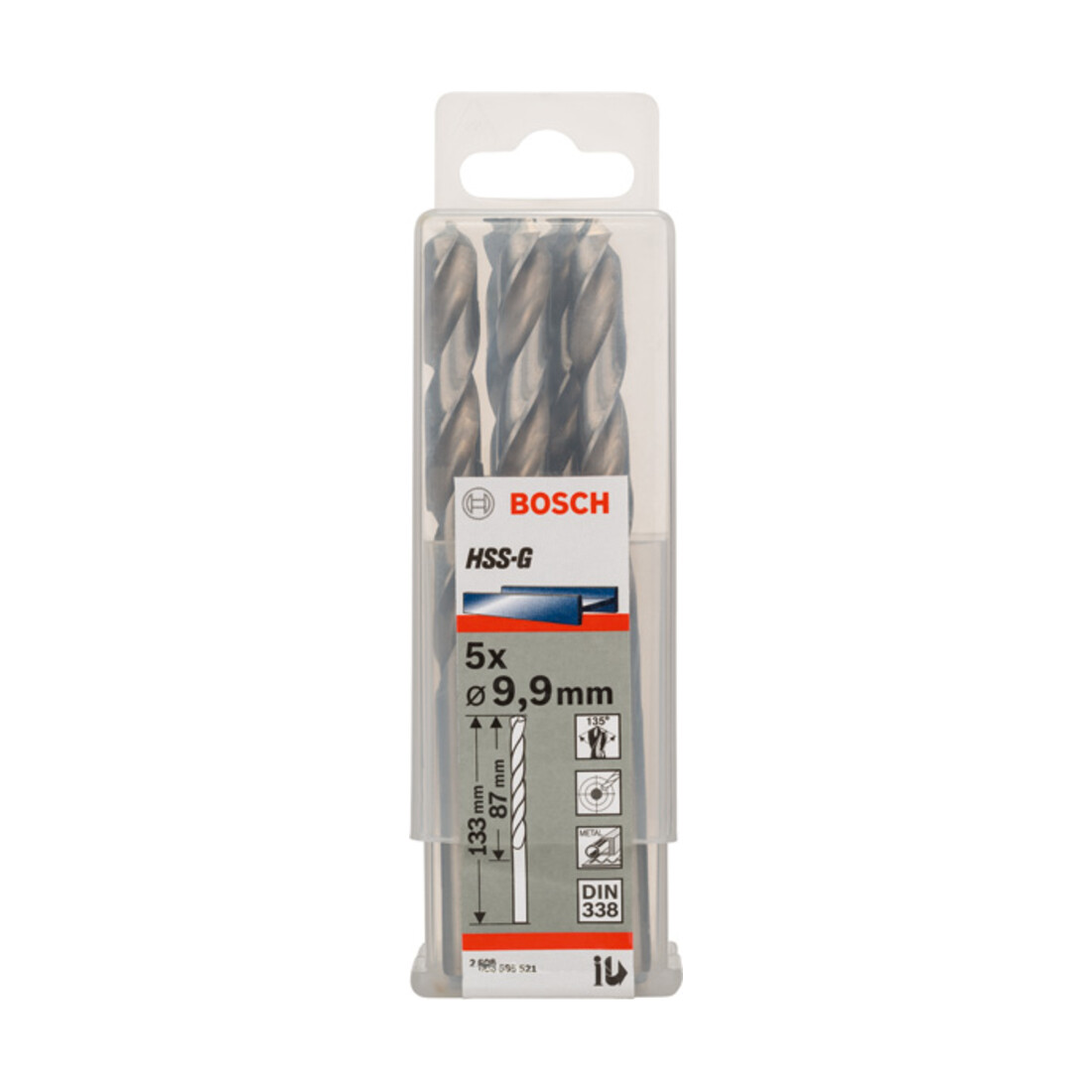 Forets à métaux rectifiés HSS-G, DIN 338 9,9 x 87 x 133 mm