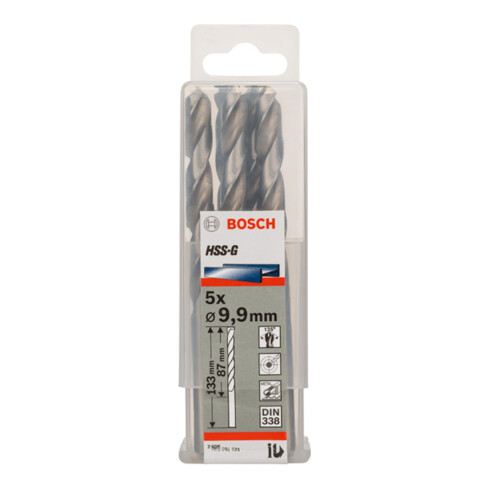 Forets à métaux rectifiés HSS-G, DIN 338 9,9 x 87 x 133 mm