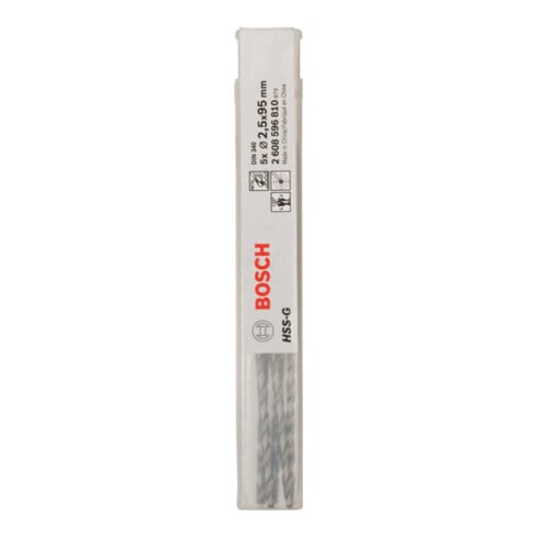 Forets à métaux rectifiés HSS-G, DIN 340, série longue 2,5 x 62 x 95 mm
