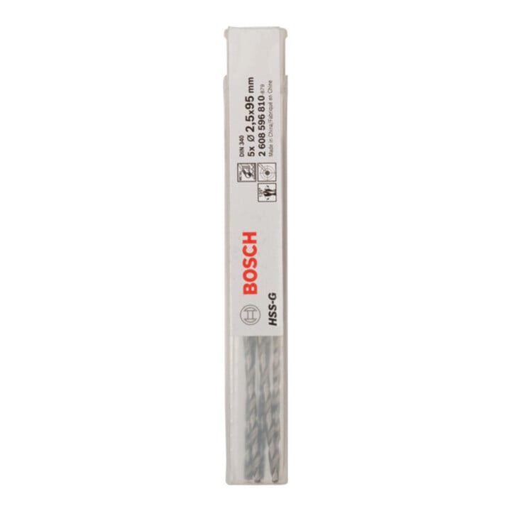 Forets à métaux rectifiés HSS-G, DIN 340, série longue 2,5 x 62 x 95 mm