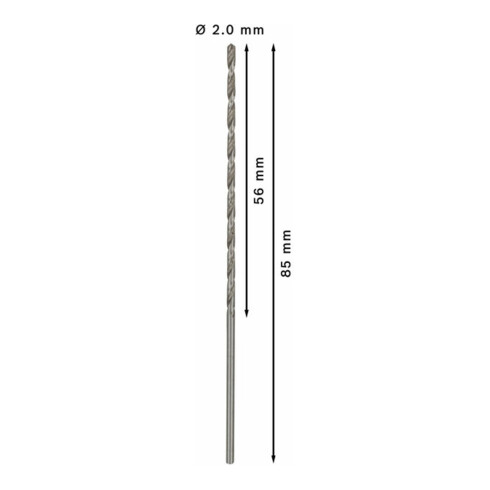 Forets à métaux rectifiés HSS-G, DIN 340, série longue 2 x 56 x 85 mm