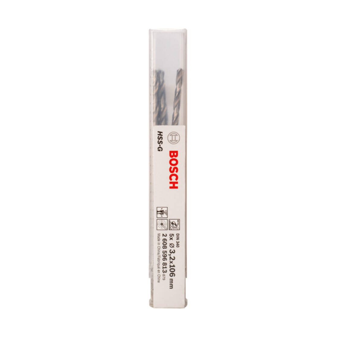 Forets à métaux rectifiés HSS-G, DIN 340, série longue 3,2 x 69 x 106 mm