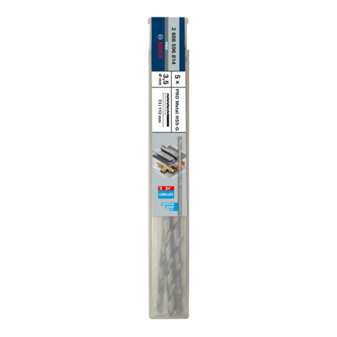 Forets à métaux rectifiés HSS-G, DIN 340, série longue 3,5 x 73 x 112 mm