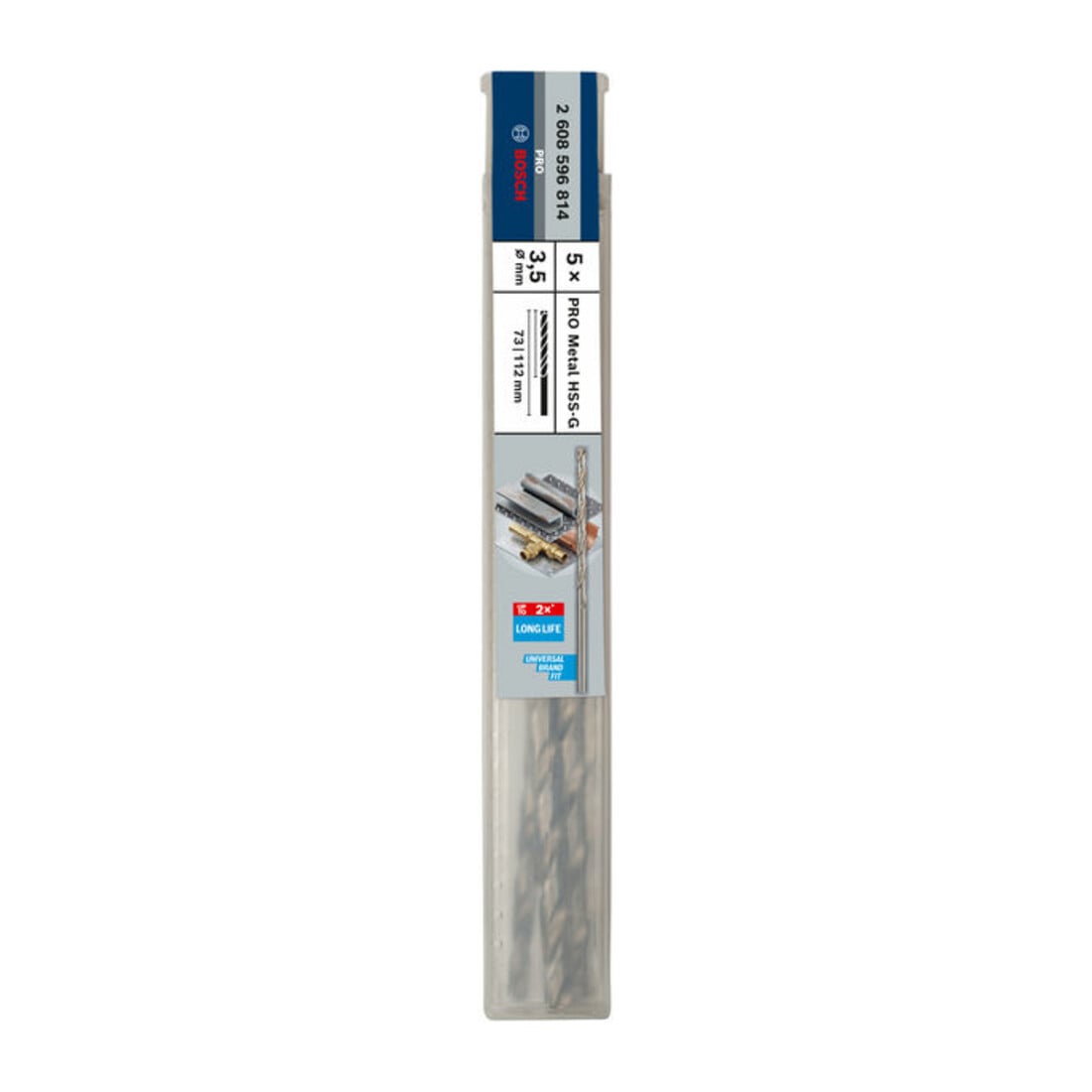 Forets à métaux rectifiés HSS-G, DIN 340, série longue 3,5 x 73 x 112 mm
