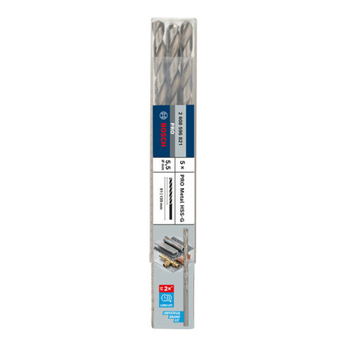 Forets à métaux rectifiés HSS-G, DIN 340, série longue 5,5 x 91 x 139 mm