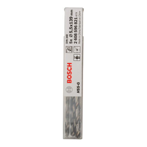 Forets à métaux rectifiés HSS-G, DIN 340, série longue 5,5 x 91 x 139 mm