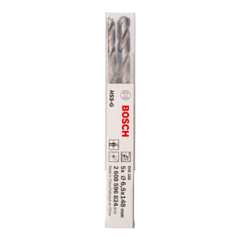 Forets à métaux rectifiés HSS-G, DIN 340, série longue 6,5 x 97 x 148 mm