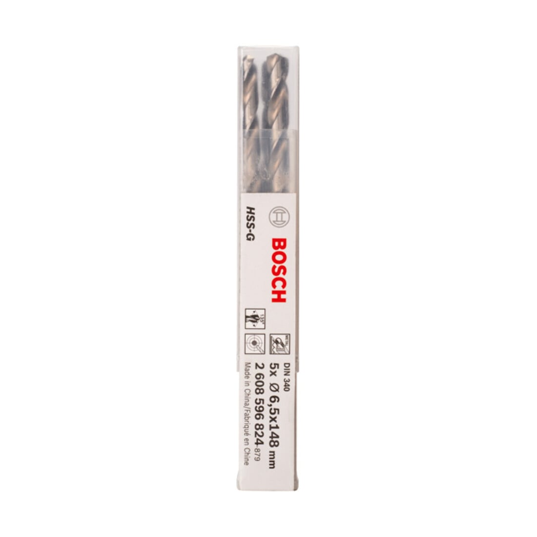 Forets à métaux rectifiés HSS-G, DIN 340, série longue 6,5 x 97 x 148 mm