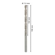 Forets à métaux rectifiés HSS-G, DIN 340, série longue 7,5 x 102 x 156 mm-5