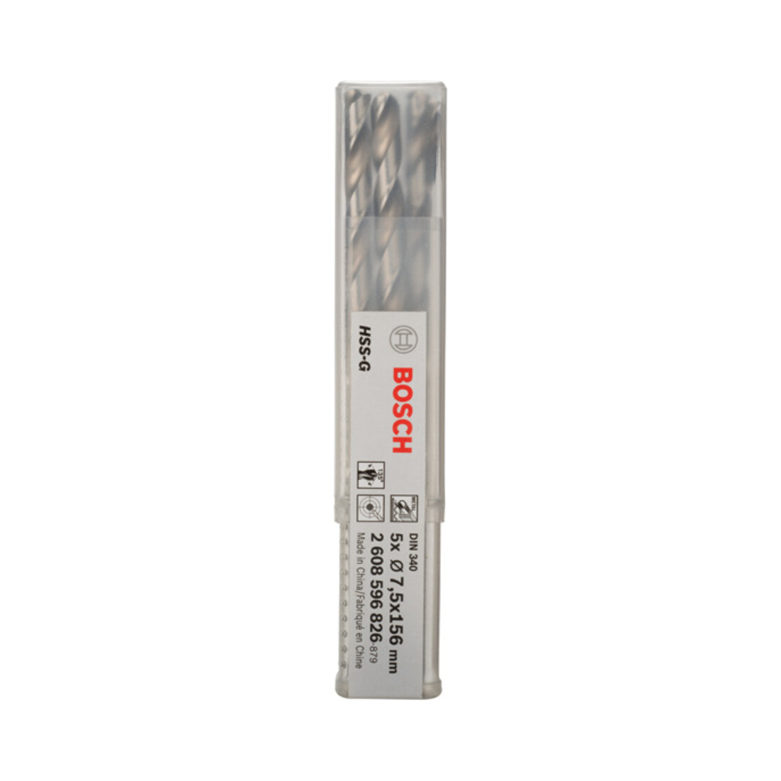 Forets à métaux rectifiés HSS-G, DIN 340, série longue 7,5 x 102 x 156 mm