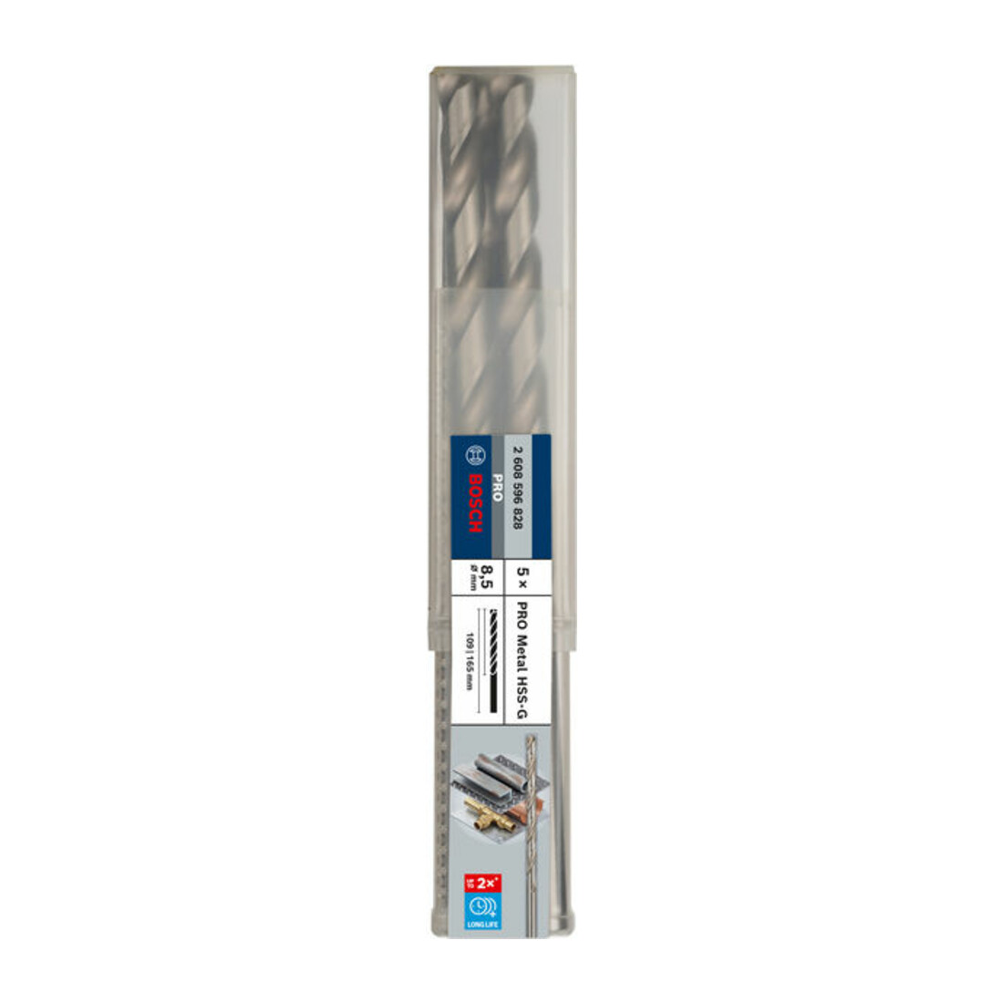 Forets à métaux rectifiés HSS-G, DIN 340, série longue 8,5 x 109 x 165 mm