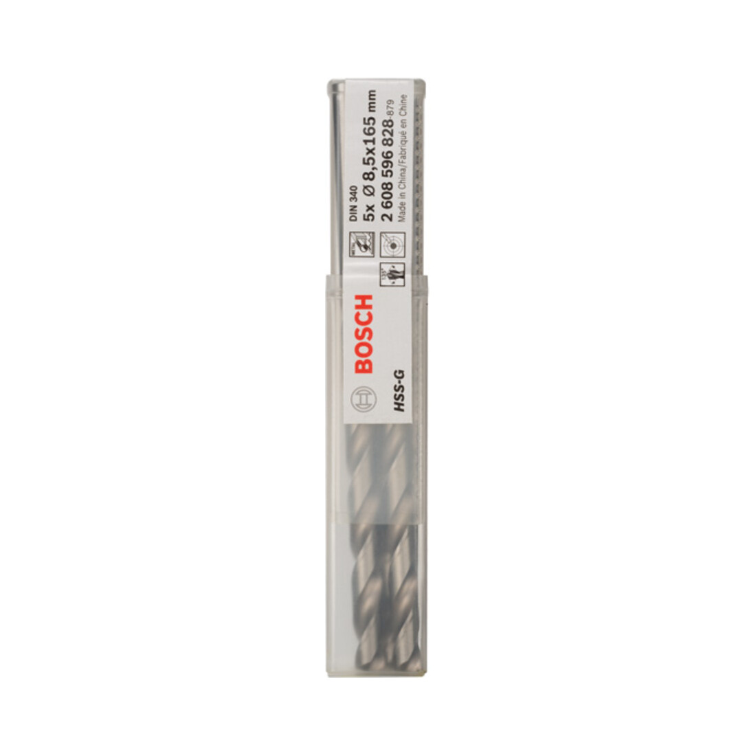 Forets à métaux rectifiés HSS-G, DIN 340, série longue 8,5 x 109 x 165 mm
