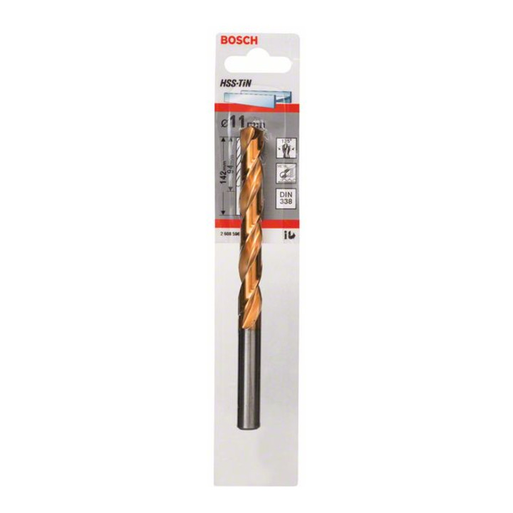Forets à métaux rectifiés HSS-TiN, DIN 338 11 x 94 x 142 mm