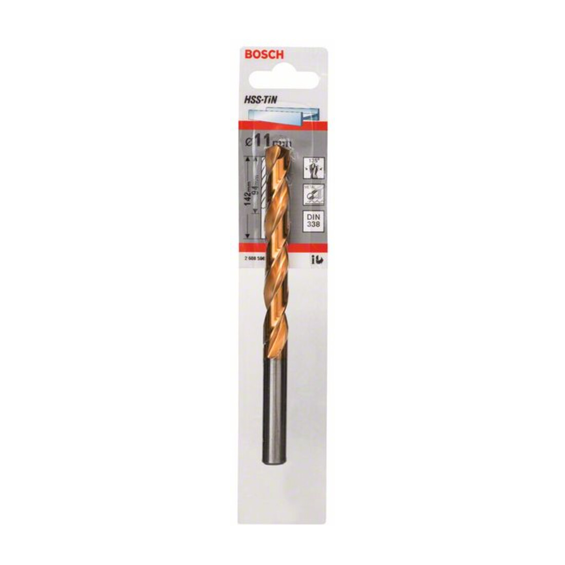 Forets à métaux rectifiés HSS-TiN, DIN 338 11 x 94 x 142 mm
