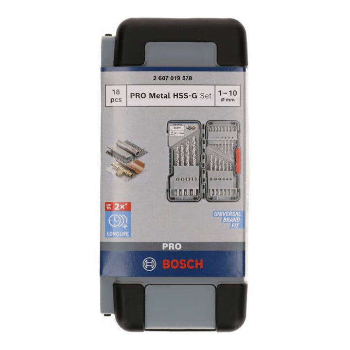 Forets à métaux rectifiés Toughbox HSS-G, DIN 338, 135°, set de 18 pièces 1; 1,5; 2; 2,5; 3; 3,5; 4; 4,5; 5; 5,5; 6; 7; 8; 9; 10 mm